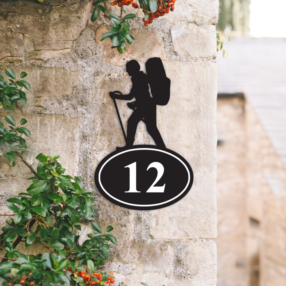 Hiking Iron House Number Sign In Situ
