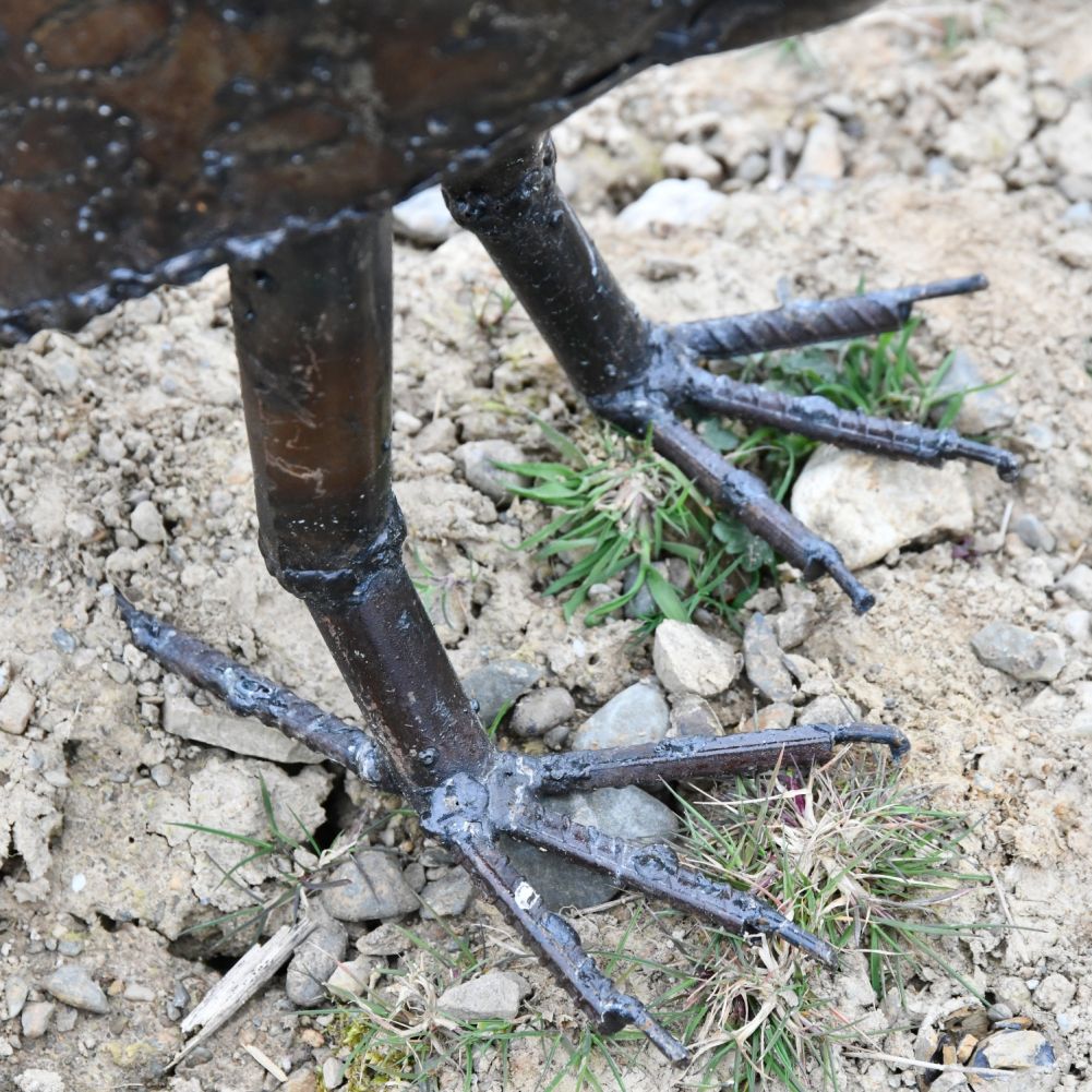 Recycled Metal Guinea Fowl Garden Sculpture Feet Detail