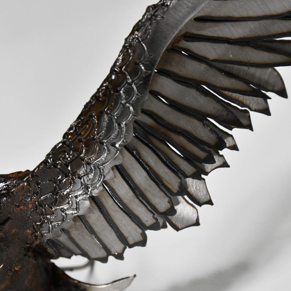 Artist Piece - Wall Mounted Owl Sculpture wing detail