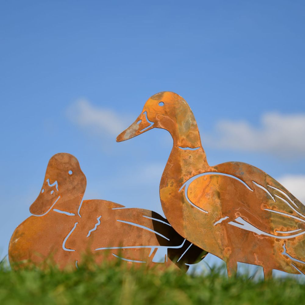 Family of Duck Rustic Iron Silhouettes Close Up