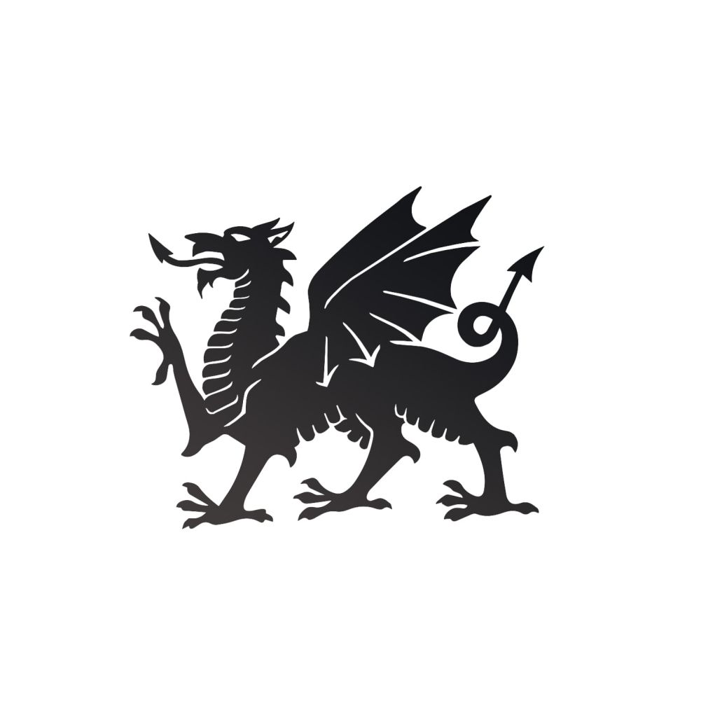 Black Welsh Dragon Wall Art On a White Background