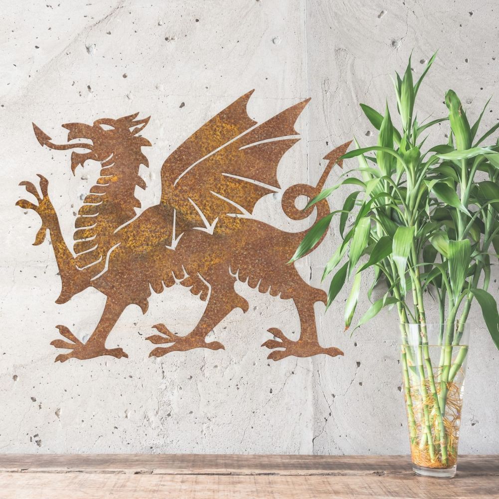 Rustic Welsh Dragon Wall Art With Bamboo
