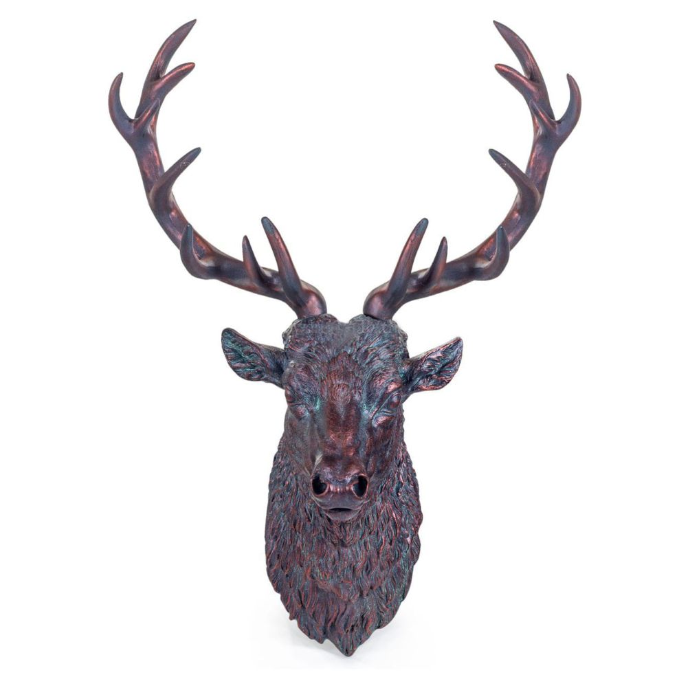 Stag Wall Bust in a Verdigris Bronze Finish