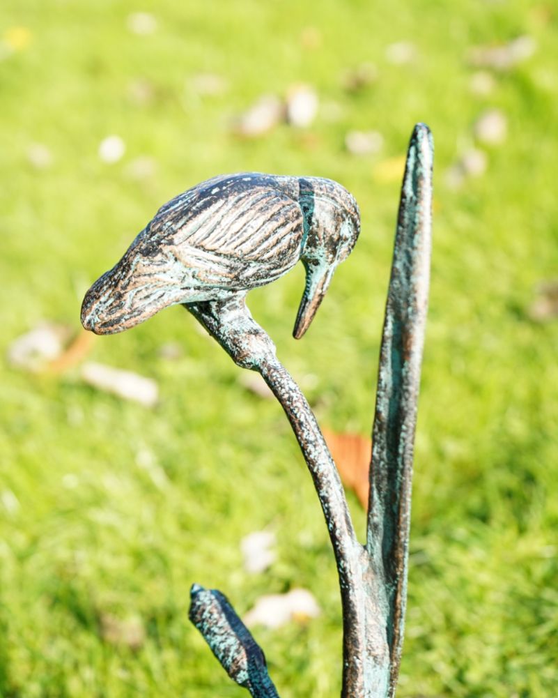 Verdigris Cast Aluminium Javan The Kingfisher Garden Sculpture Back