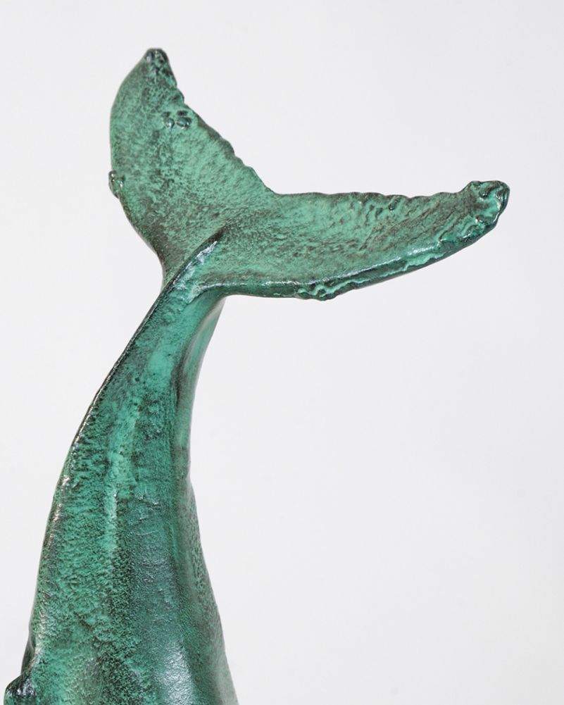 'Verdigris Fluke' Interior Whale Ornament Close Up