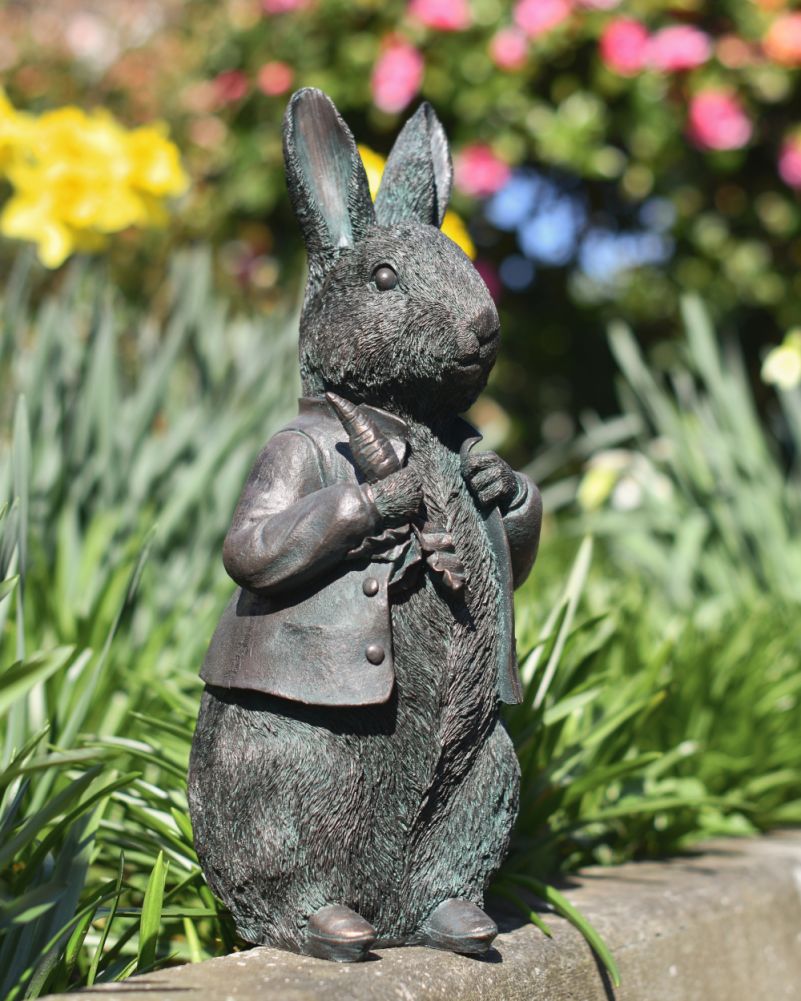 Verdigris 'Mr Rabbit' Resin Garden Ornament