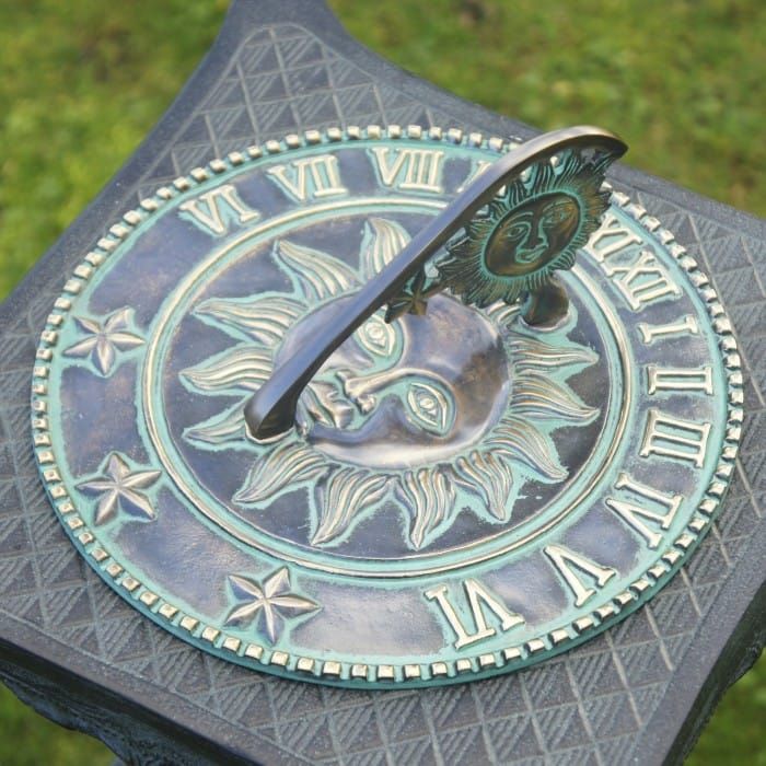Antique Verdigris Sundial in Situ