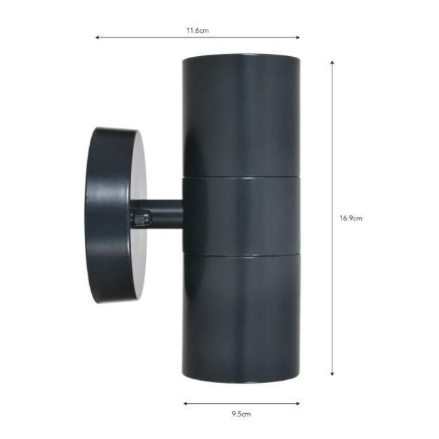 'Vero' Black Up & Down Garden Wall Light Scale