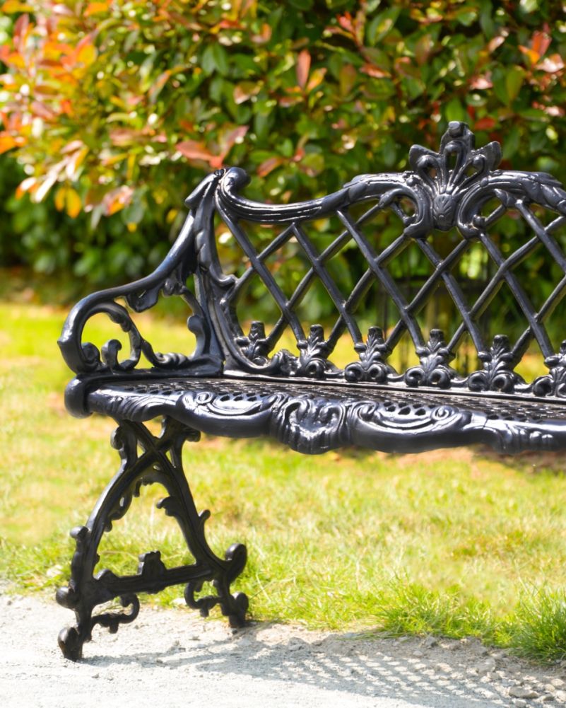 Cast Iron Black Garden Bench Details