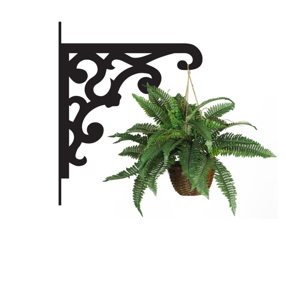 Victorian Gingerbread Style Hanging Basket Bracket On White With Hanging Basket