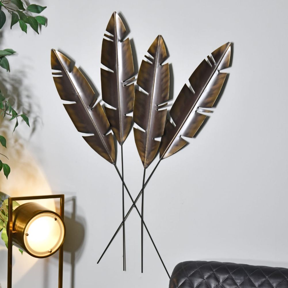 Antique Bronze Feathers Wall Art