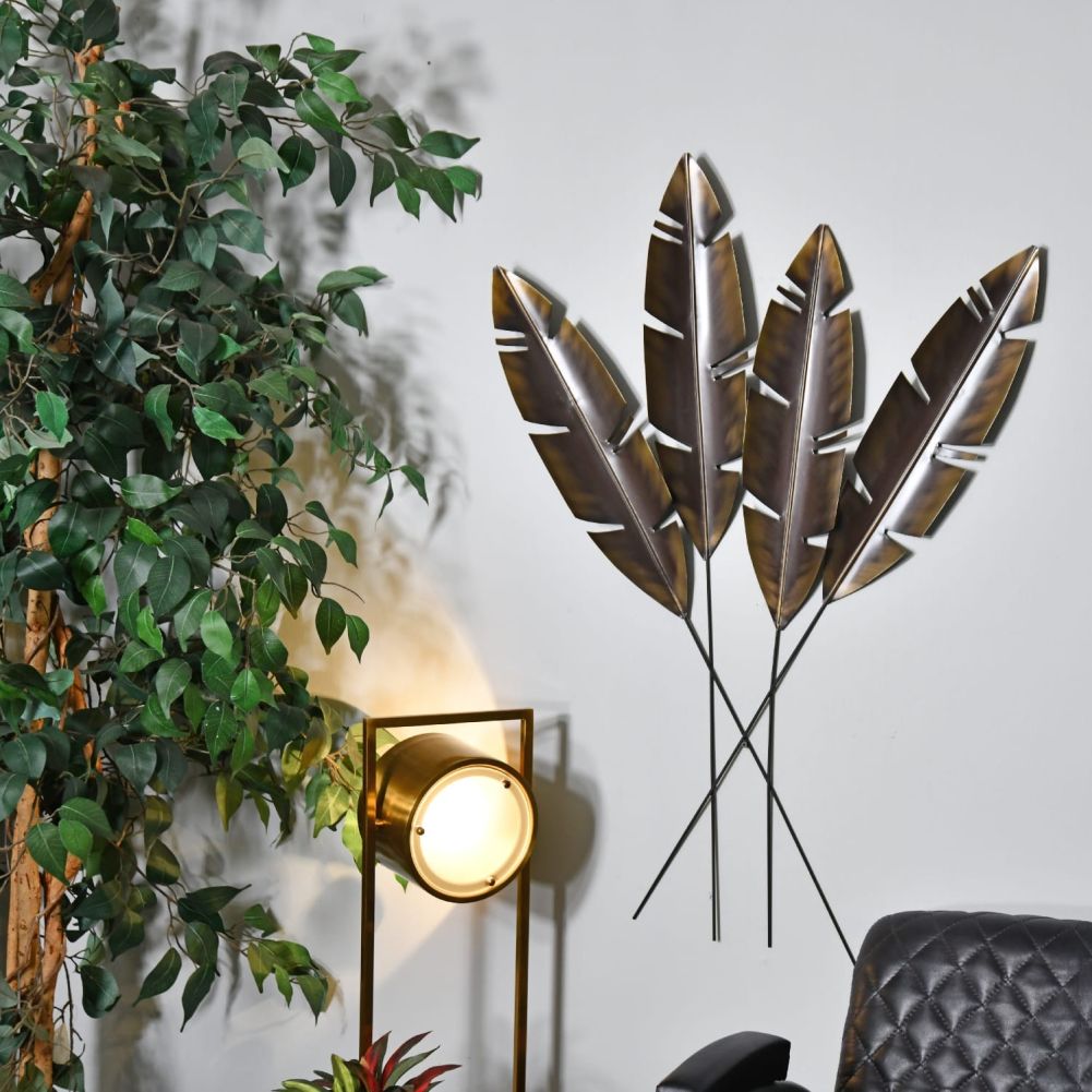 Antique Bronze Feathers Wall Art In Situ