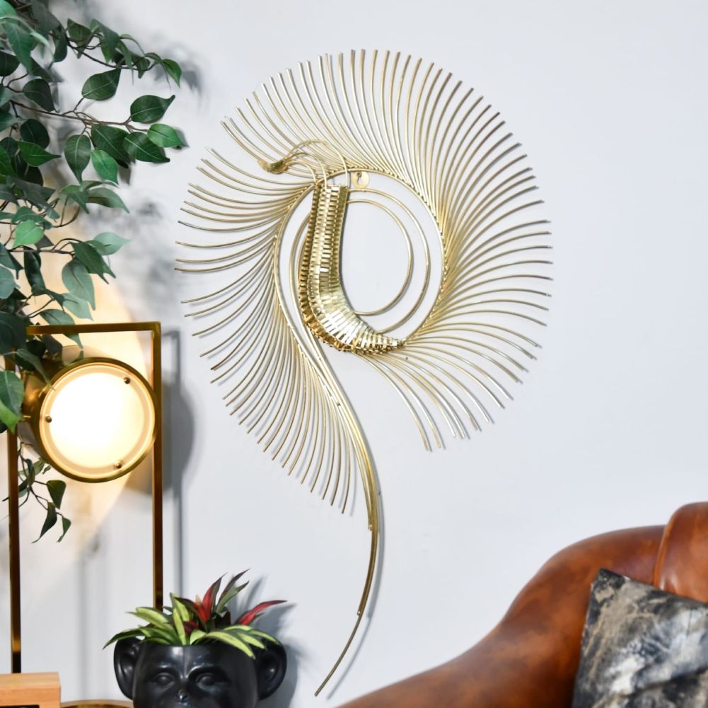 Gold Stylised Peacock Wall Art