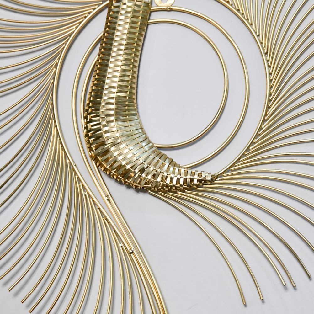Gold Stylised Peacock Wall Art Centre Detail