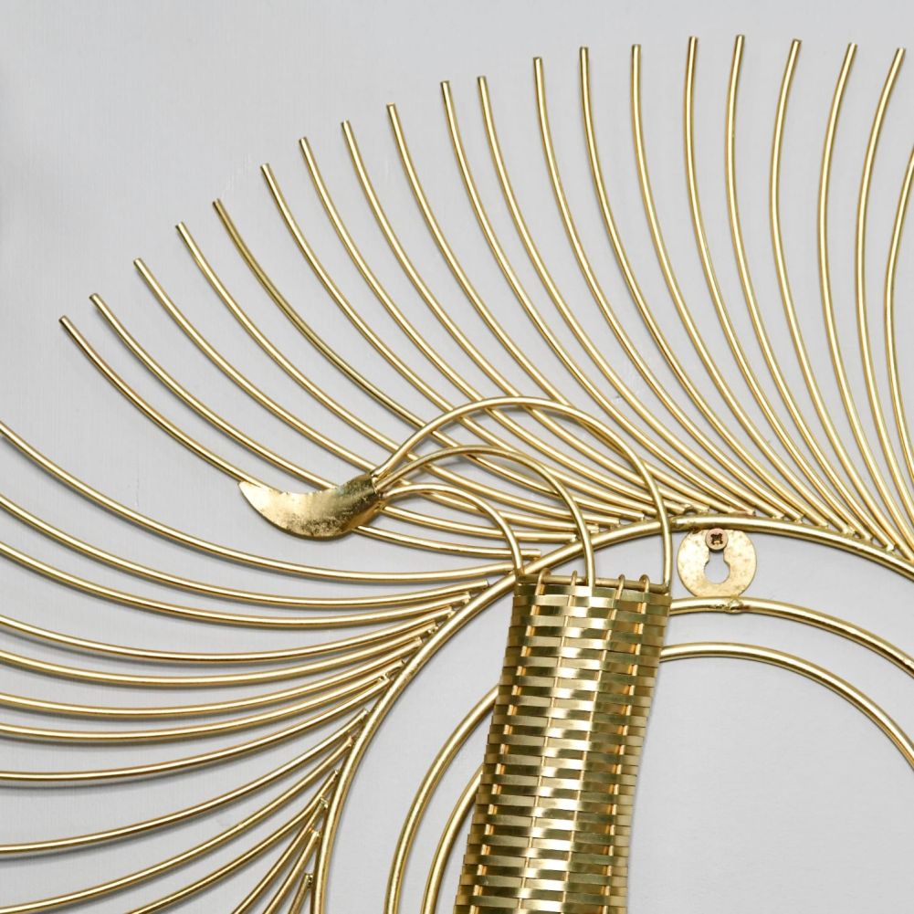 Gold Stylised Peacock Wall Art Close Up