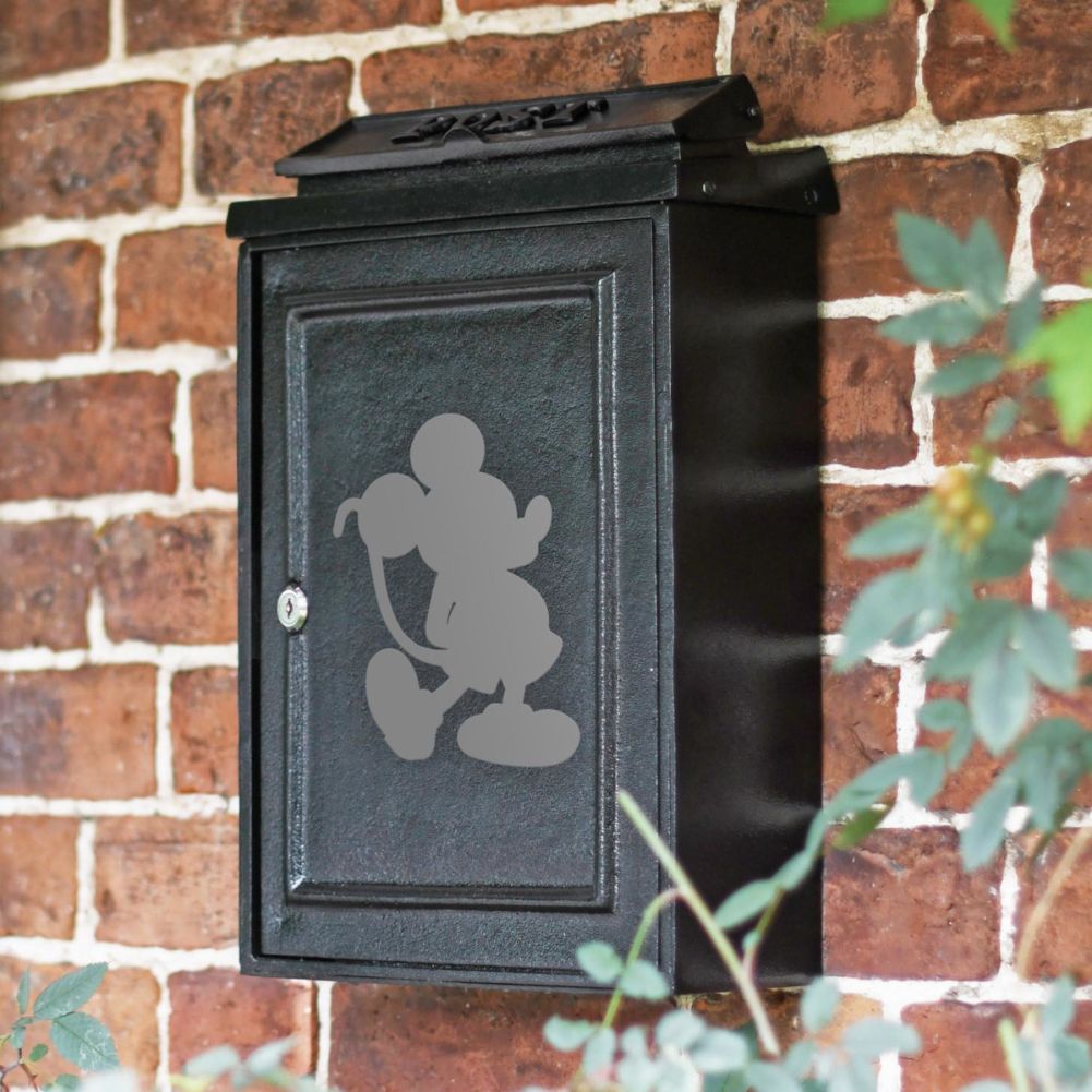 Wall Mounted Post Box With Grey Cartoon Mouse Motif Edge