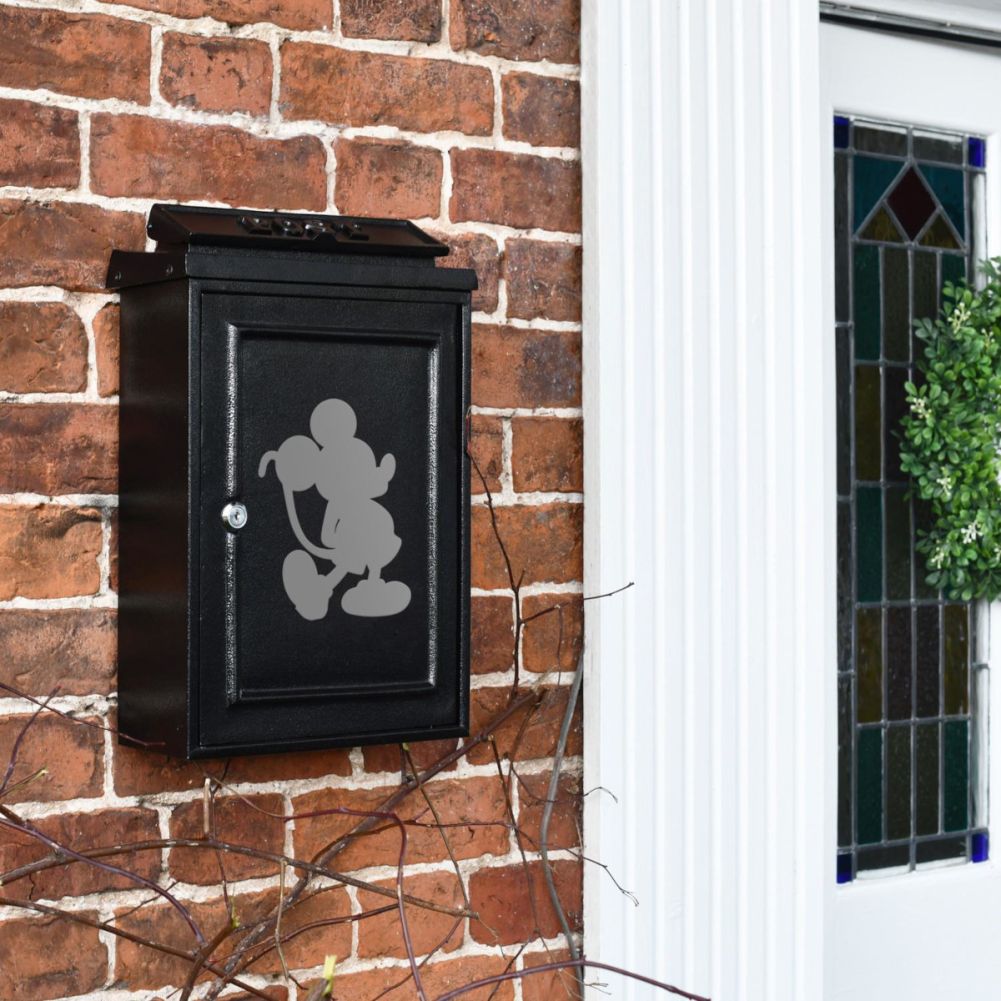 Wall Mounted Post Box With Grey Cartoon Mouse Motif Far