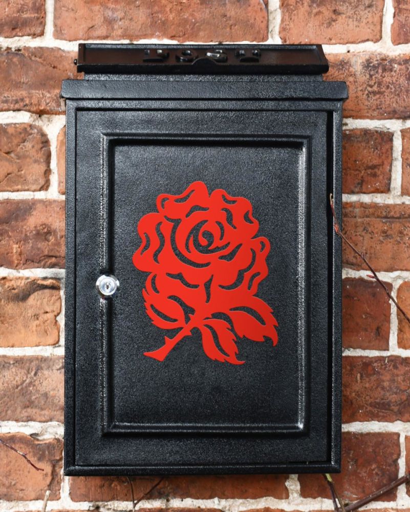 Wall Mounted Post Box With Red English Rose