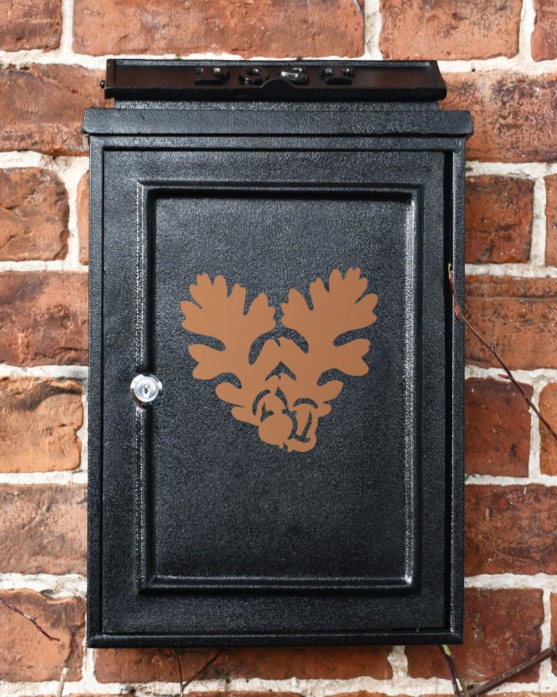 Wall Mounted Post Box With Rust Leaf Motif