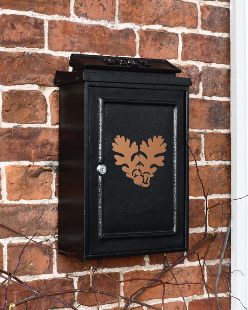 Wall Mounted Post Box With Rust Leaf Motif Lockable