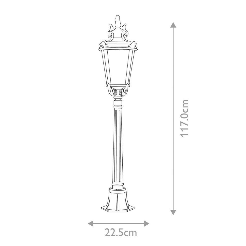 Weathered Bronze Ornate 'Peplow' Victorian Pillar Lantern Dimensions