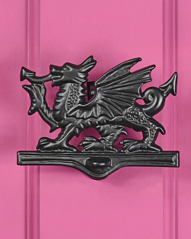 Welsh Dragon Door Knocker In Black Iron