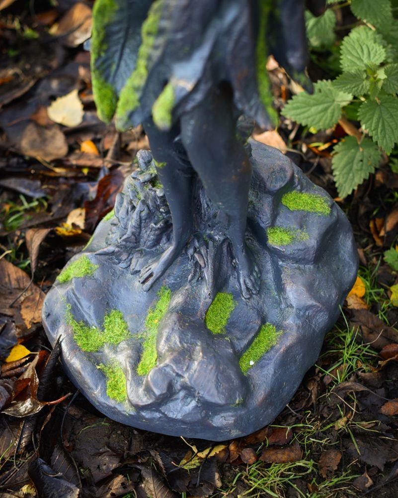 'Whispering Grace' Aged Verdigris Resin Fairy Garden Sculpture Base