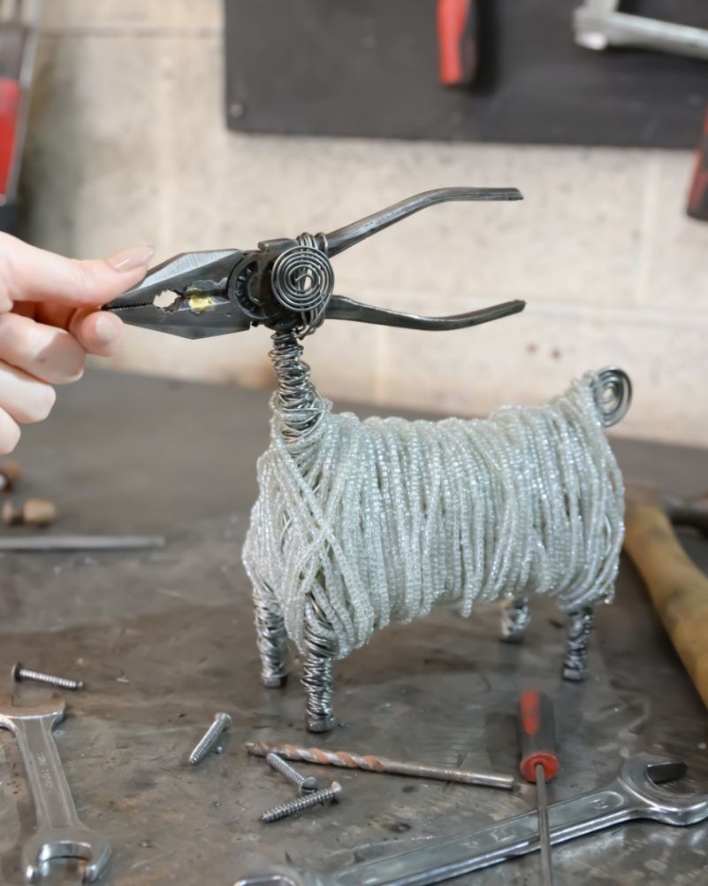 White Ram Scrap Metal Art Sculpture To Scale
