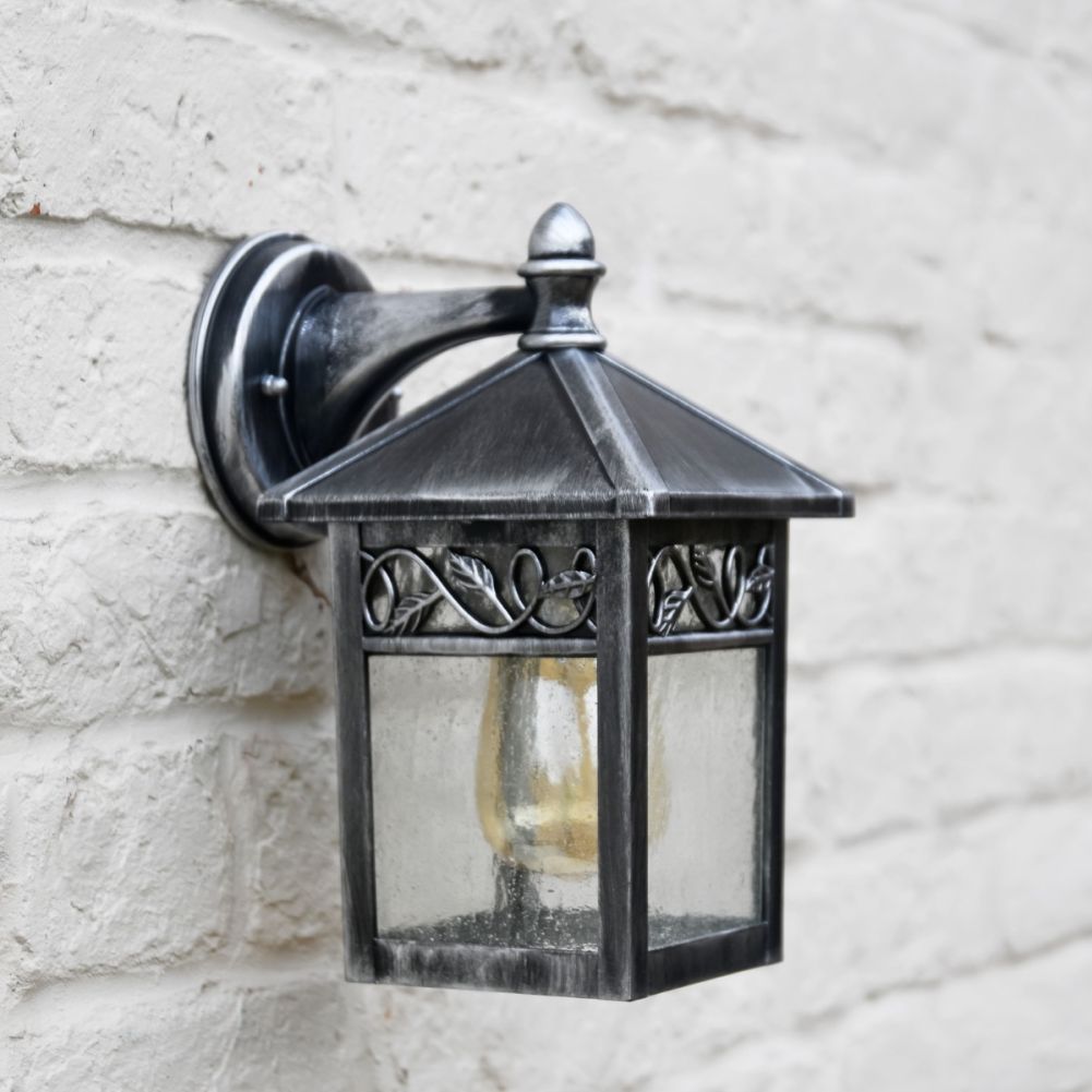 Winfell Silver Wall Lantern Against A Light Wall