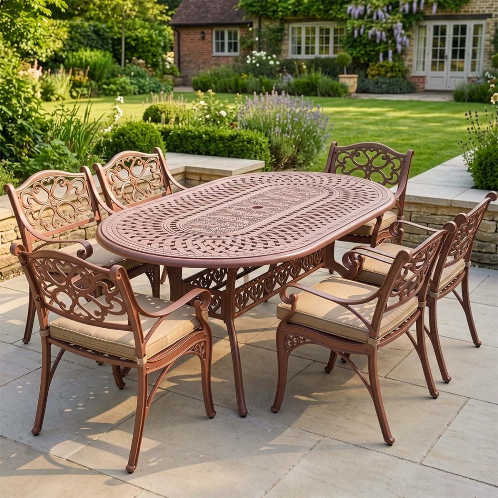 Digital Illustration Of The 'Wisteria' Dusty Pink Six Seater Garden Dining Set