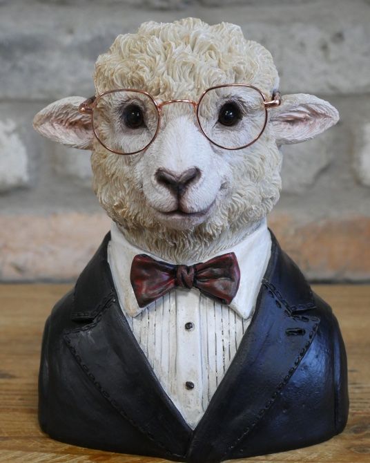'Woolly Professor' Resin Sheep Bust