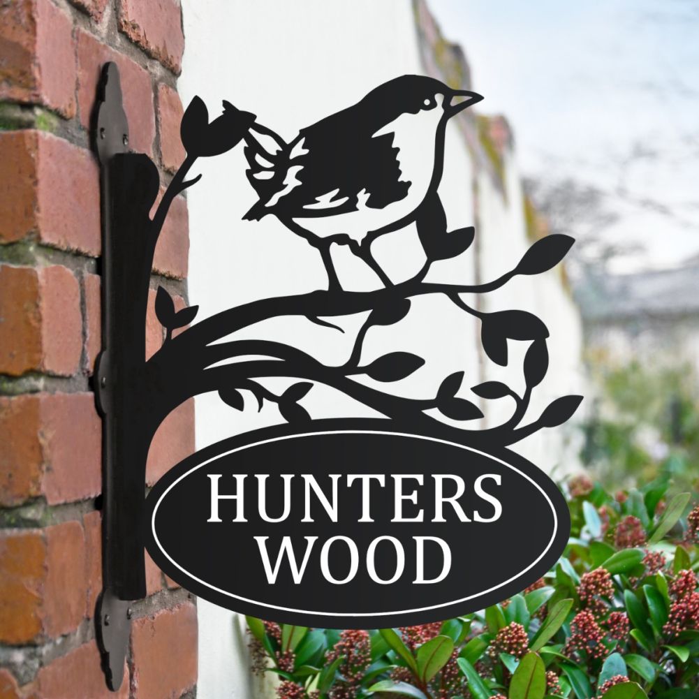 Wren Iron Bracket House Name Sign In Situ