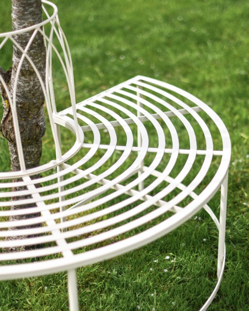 Wrought Iron Chantilly Cream Tree Bench Seat