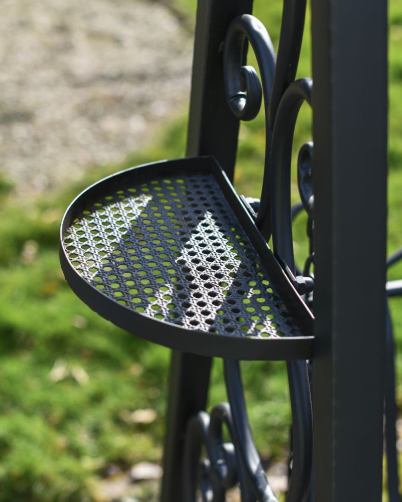 Wrought Iron Midnight Black 'Middlemist' Garden Swing Bench Side Tabe 