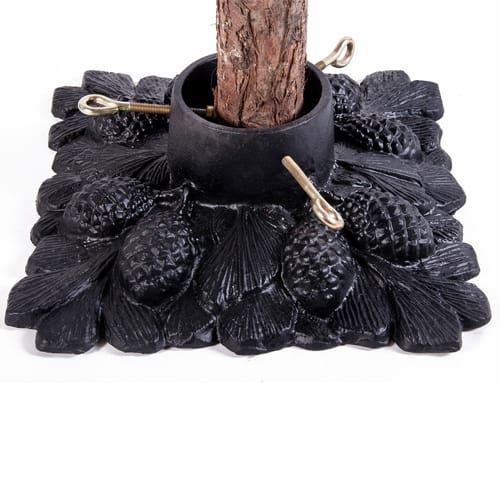 Pine Cone Design Tree Stand In Midnight Black
