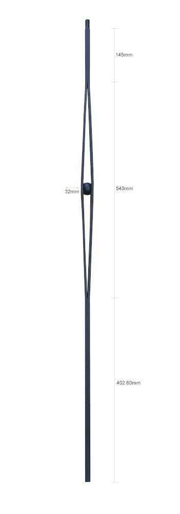 Steel Buckley Stair Spindle In Matte Black Dimensions
