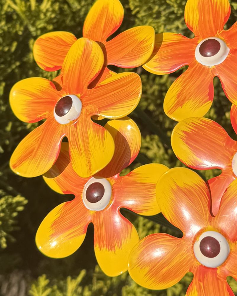 Yellow & Orange Mini Steel Forget Me Not - Set Of Six Close Up