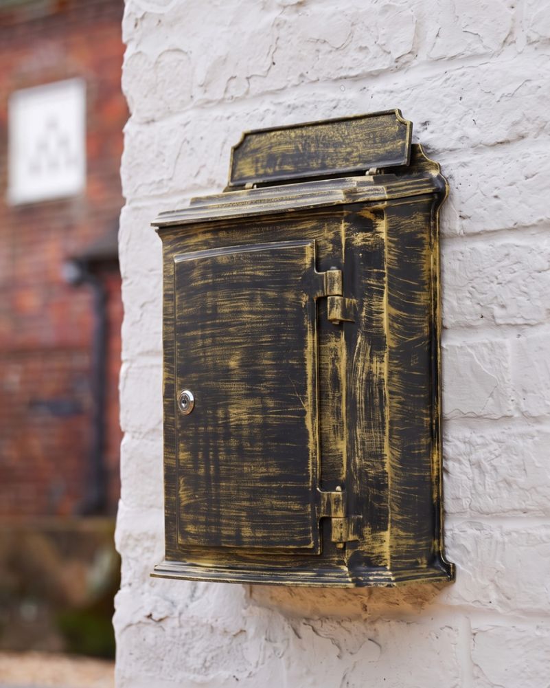 York Wall Mounted Post Box - Antique Brass Digital Illustration