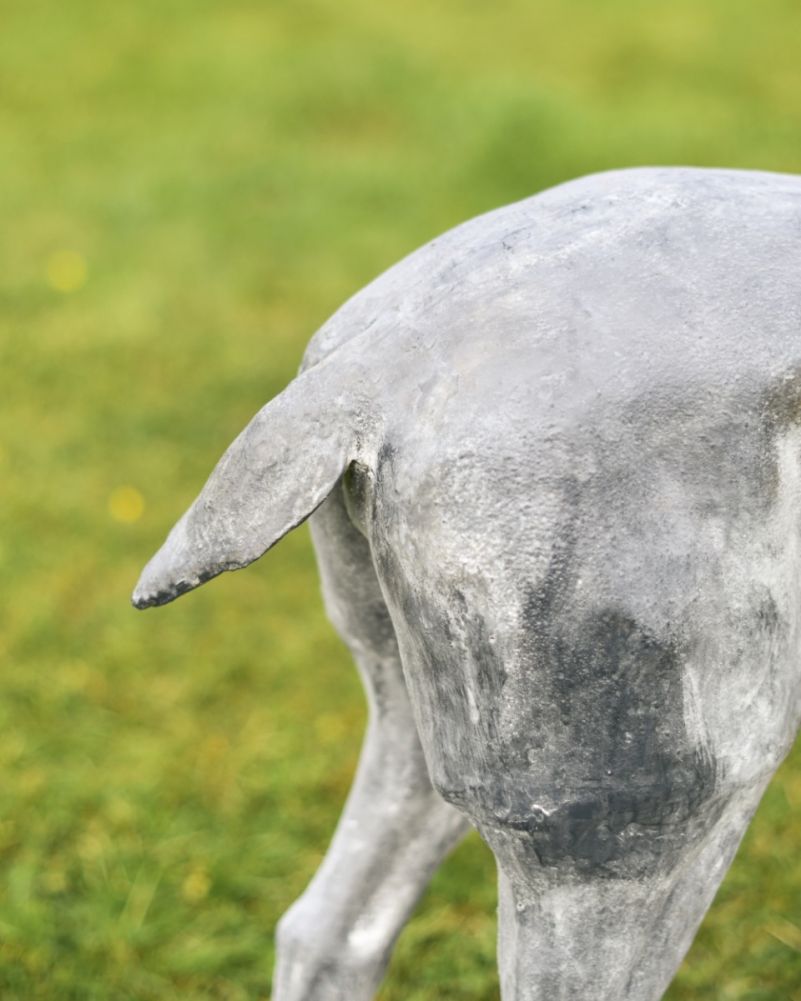 Zekin Lead Finished Cast Iron Stag Sculpture-Facing Right Tail
