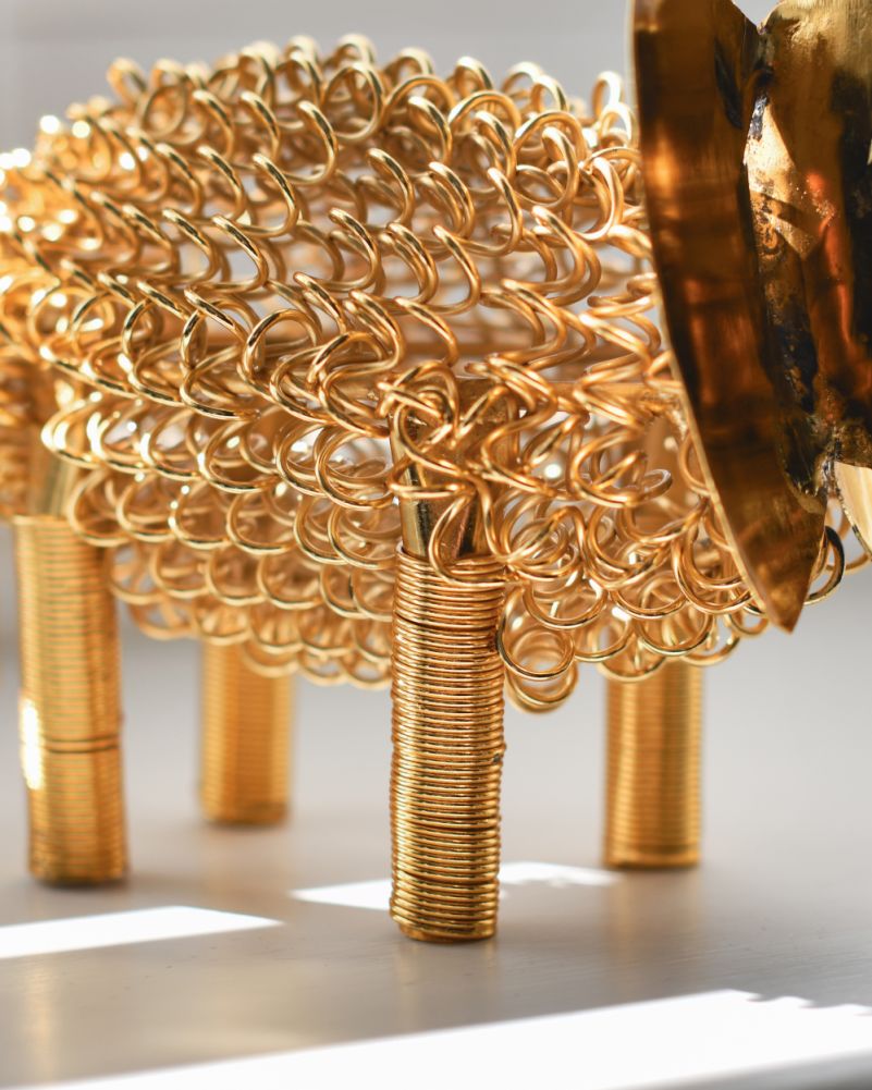 'Zuri' The Colourful Elephant Scrap Metal Art Sculpture - Gold Detail