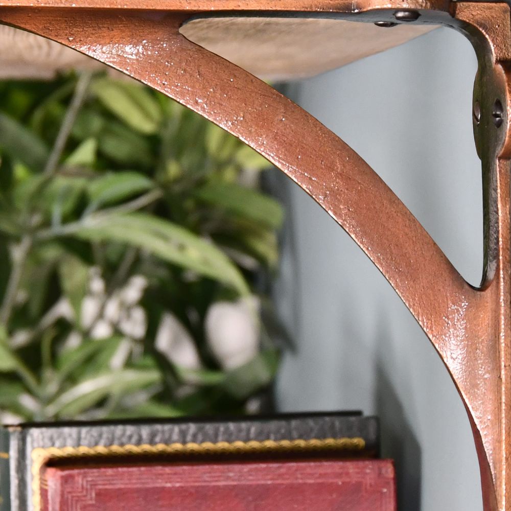 Copper shelf outlet brackets