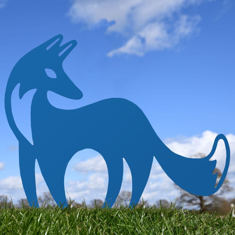 Blue Contemporary Fox Iron Silhouette