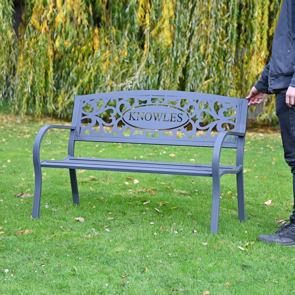 Custom wrought sales iron benches