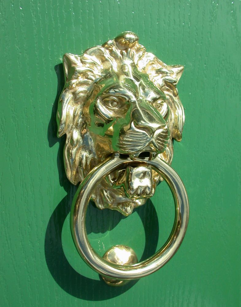 Balmoral Lion Door Knocker on Green Door