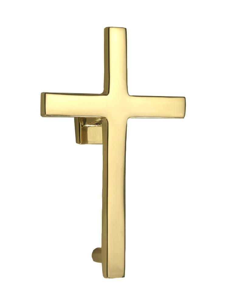 Simplistic Cross Door Knocker In Polished Brass