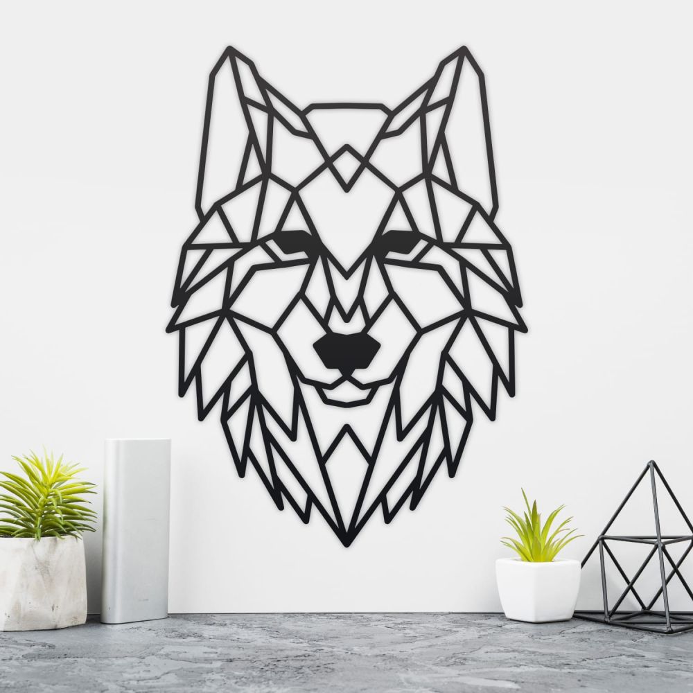 Geometric Steel Wolf Wall Art