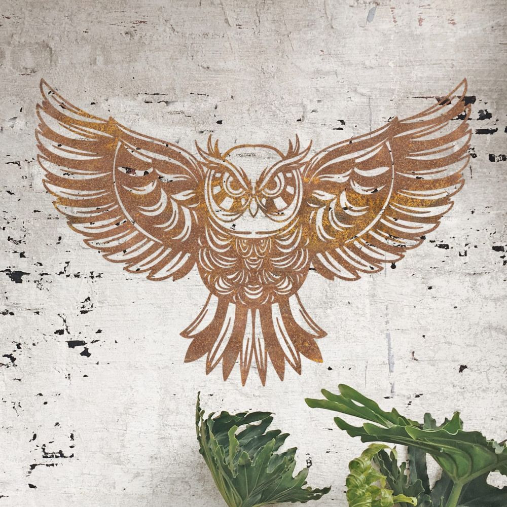 Large Rustic Owl Wall Art On a Rustic Wall