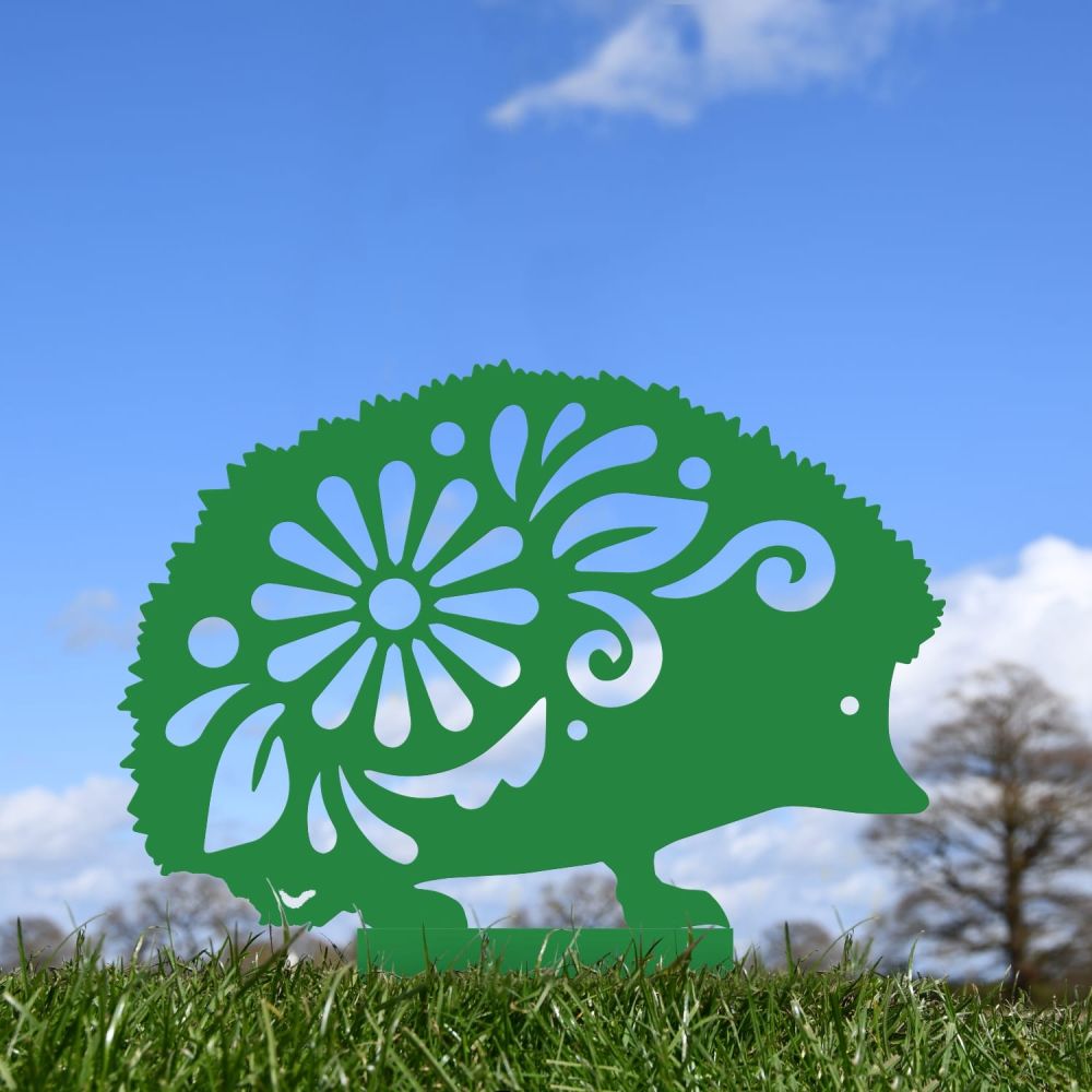 Green Floral Hedgehog Iron Silhouette