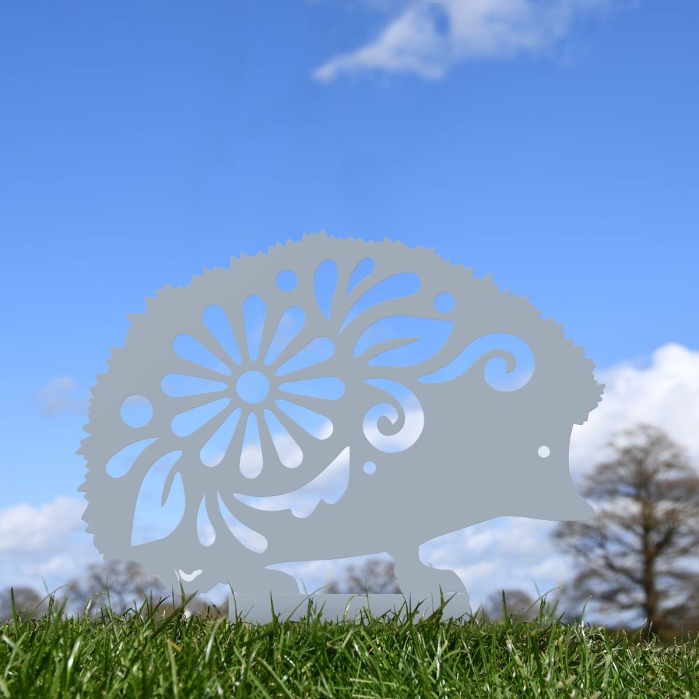 Silver Floral Hedgehog Iron Silhouette
