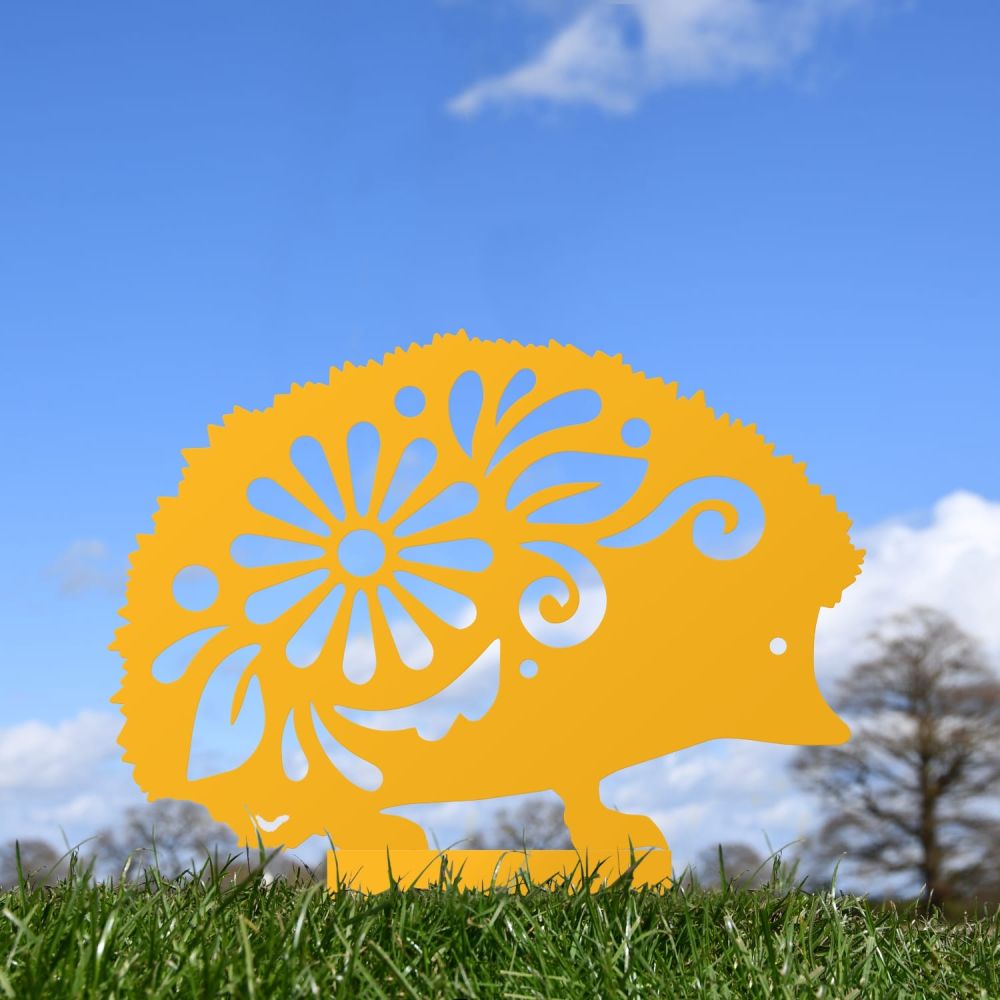 Yellow Floral Hedgehog Iron Silhouette 